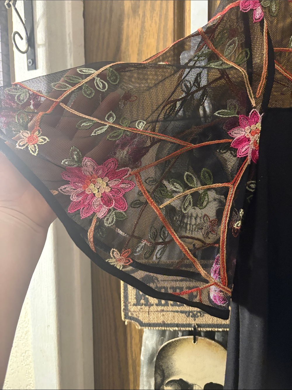 Kim & Cami Black Mesh Embroidered Top - Picture 4 of 7